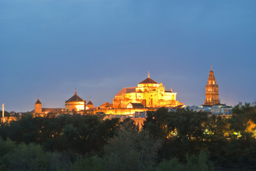 Mezquita Cathedral in Cordoba at night, Andalusia, Spain.