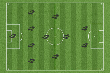 Fussballfeld Team Aufstellung