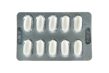 White Medicine tablet in blister pack