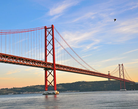 Lisbon Bridge On Sunset