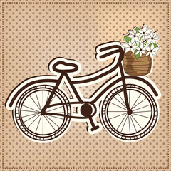 retro or vintage bicycle with a basket full of flowers