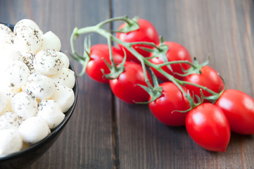 mini mozzarellas and cherry tomatoes