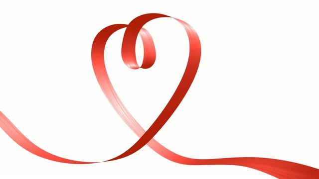 Red ribbon in the shape of heart
