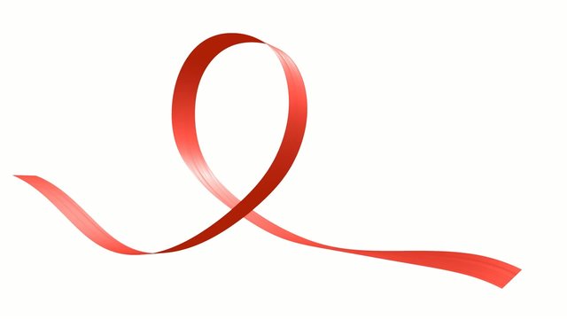 Red ribbon in the shape of loop