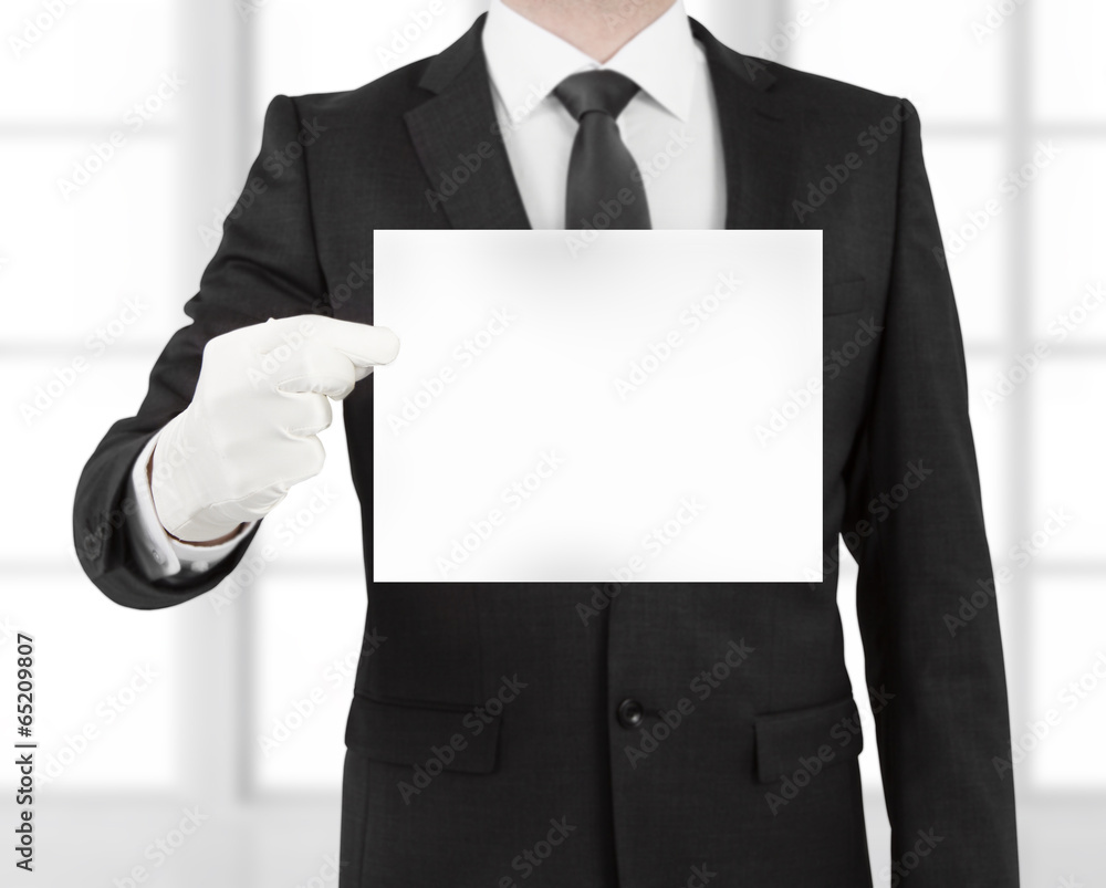 Wall mural businessman holding placard