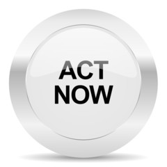 act now silver glossy web icon