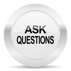 ask questions silver glossy web icon