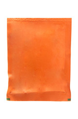 Orange sachet on white background