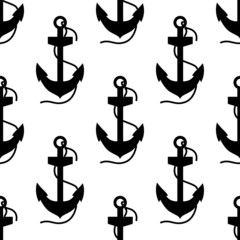 Seamless pattern of ships anchors