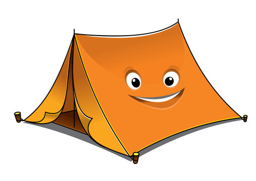 Cheerful cartoon orange tent