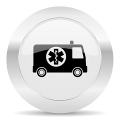 ambulance silver glossy web icon