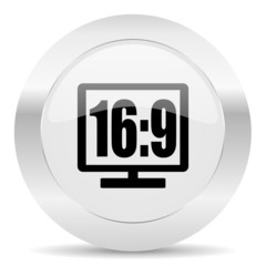 16 9 display silver glossy web icon