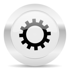 gear silver glossy web icon