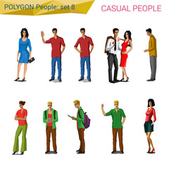 Obraz premium Polygonal style casual people set