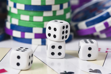 poker cards, games and objects of betting and casinos