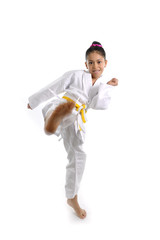 sweet latin little karate girl¡ training kick and attack