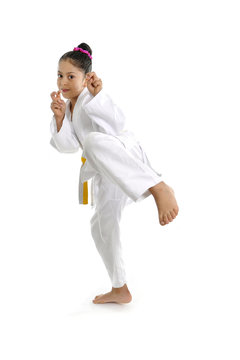 Sweet Latin Little Karate Kid Girl Kick Training Attack