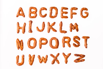 Alphabet pretzel character letter font snacks