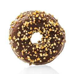 Chocolate donut isolated on white background