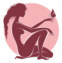 Silhouette of a beautiful girl. Harmony.