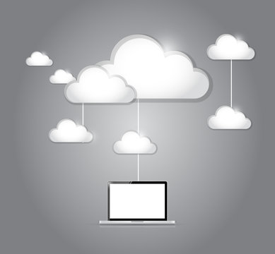 cloud computing laptop connection illustration