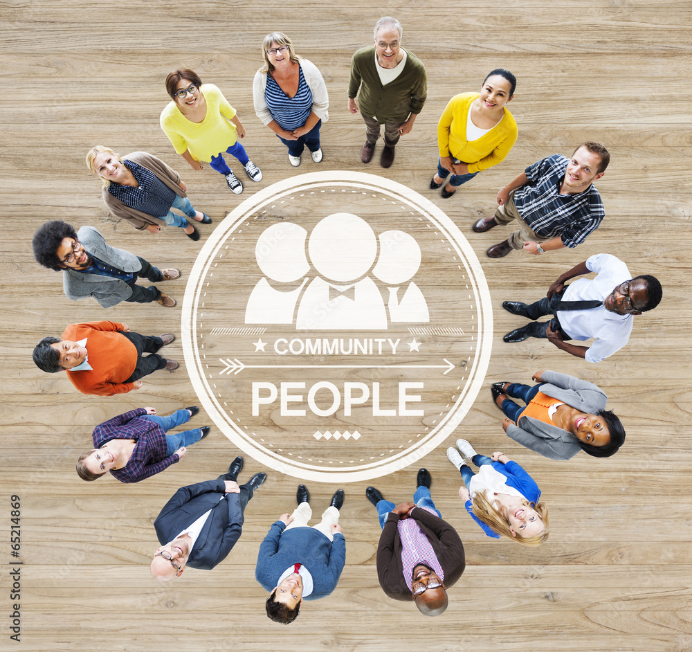 Poster Group of Diverse Multiethnic People Forming a Circle