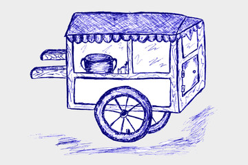 hand draw sketch, cart
