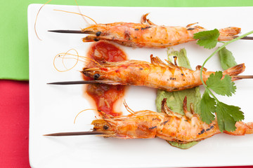 Salsa Spicy Whole Grilled Shrimps