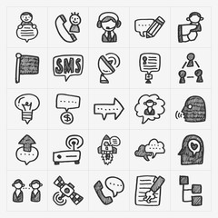 doodle communication icons set