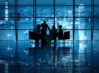 Business Team having a Meeting at the hong Kong Office