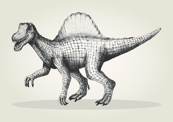 Sketch illustration of a spinosaurus