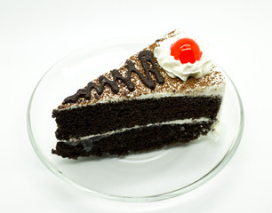 chocolate cake slice on plate