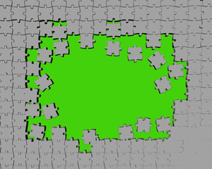 puzzle - pieces square - frame - green - text box