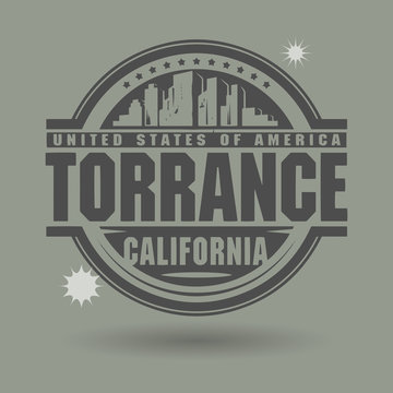 Stamp Or Label With Text Torrance, California Inside