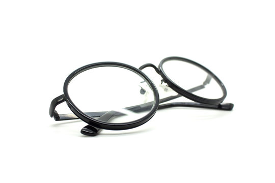black nerd glasses isolated on white