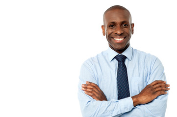 Smiling executive isolated on white