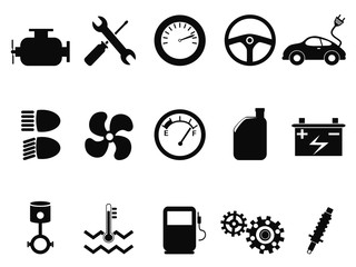 car engine icons set