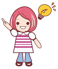 ひらめき　女の子イラスト