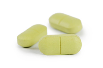 Tablets close up. A medical background