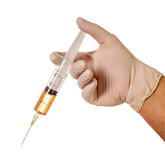 Hand holding medical needle