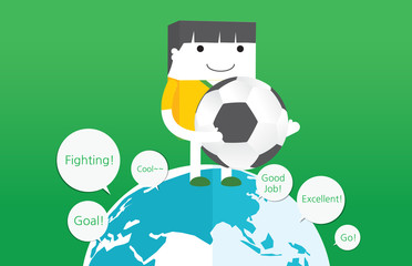 soccer concept flat character design, vector