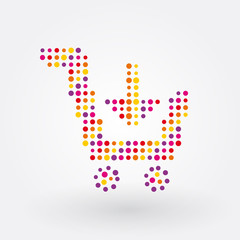 Shopping Cart Composed of colorful dots