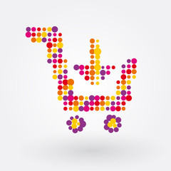 Shopping Cart Composed of colorful dots