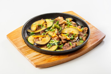 Meat and vegetables in the pan