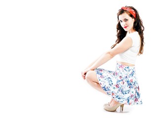 Pin up girl style, young woman posing