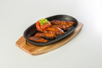 Salmon steak in the frypan