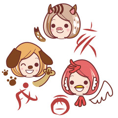 干支キャラクター｜戌亥酉