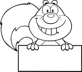 Black And White Squirrel Character Over Blank Sign
