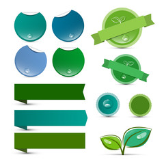 Empty Vector Natural Product Green Labels - Tags - Stickers Set