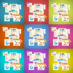 Colorful Vector Infographics Paper Layout Set Illustration